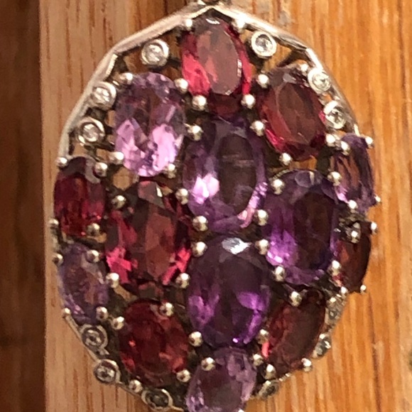 NWOT Sterling Silver Amethyst & Rhodolite Garnet Necklace - Picture 3 of 8